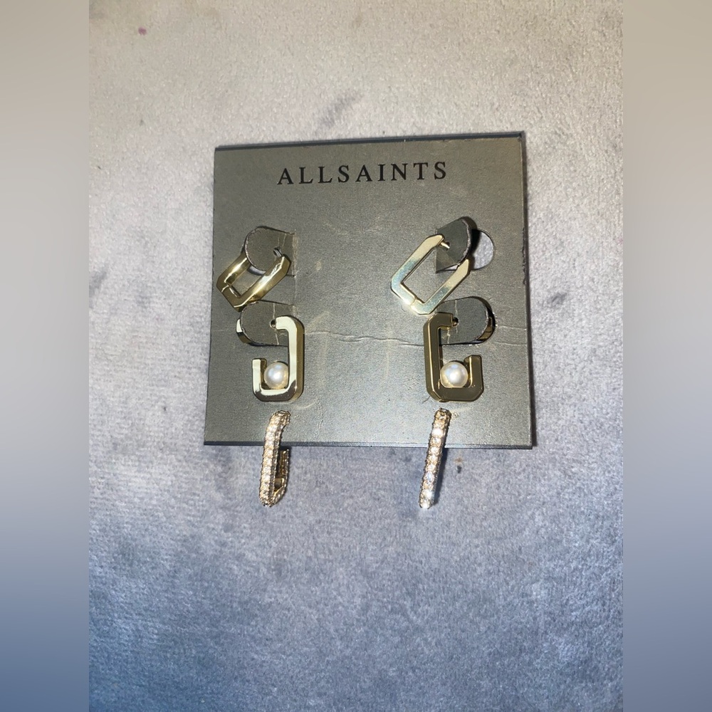 BNWT All Saints Ellie Mix Set Warm Brass Gold Toned $129
